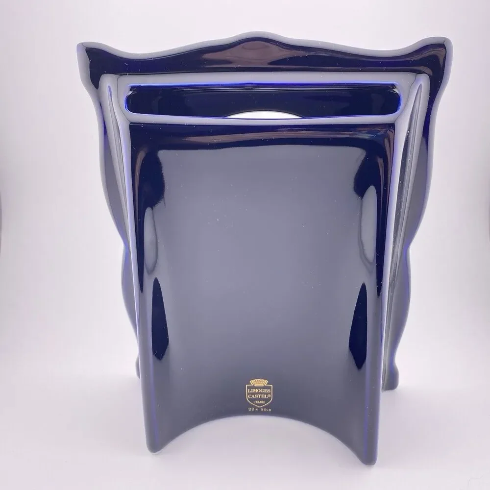 Vintage Limoges Castel Cobalt Blue & 22k Gold Oval Opening Frame